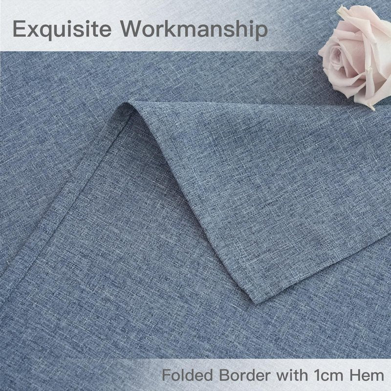 maxmill Rectangle Linen Textured Tablecloth Waterproof Spillproof Wrinkle Free Washable Fabric Table Cloth Kitchen Dining Tabletop Decoration Table Cover for Holiday Party, 52 x 70 Inch, Demin Blue