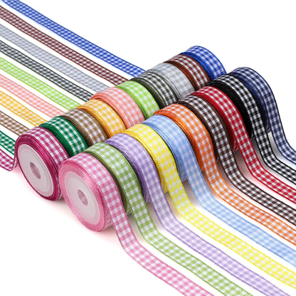 Kryvus Spring Gingham Ribbon Set, 3/8 Inch x 5 Yards Each Easter Ribbon, 20 Rolls 100 Yards Total, Pastel Spring Plaid Ribbons for Crafts, Gift Wrapping, Hair Bows, Baby Shower & Birthday Party Decor