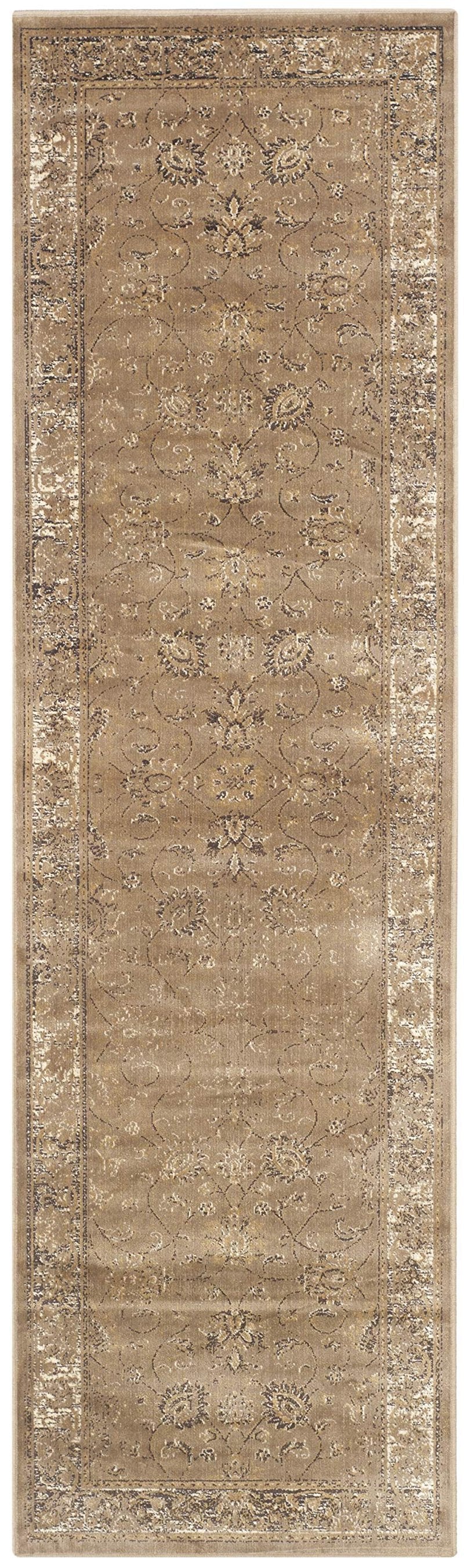 SAFAVIEH Vintage Collection Runner Rug - 2'2" x 8', Taupe, Oriental Distressed Viscose Design, Ideal for High Traffic Areas in Living Room, Bedroom (VTG117-1662)