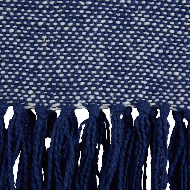 DII Navy Stripe Homespun Throw, 50x60 with 2.5" Fringe