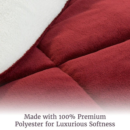 Lavish Home 3 Piece Sherpa/Fleece Comforter Set, King, Burgandy
