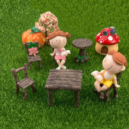 Fairy Garden Accessories Miniature Table and Chairs Set Micro Landscape Decoration DIY Craft Gift, Pack of 10