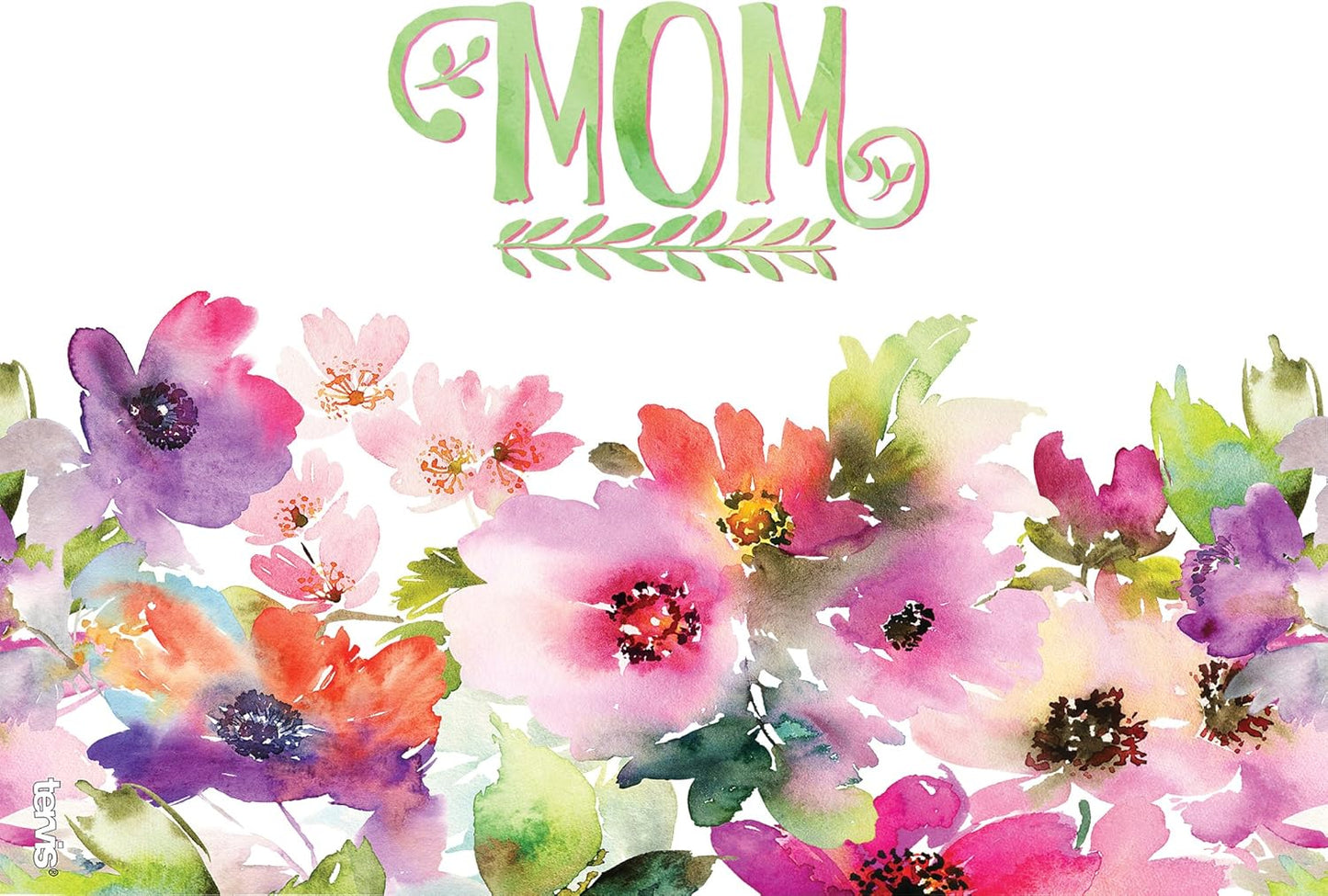 Tervis Mom Watercolor Floral Tumbler, 24oz, with Wrap and Fuchsia Lid, Clear