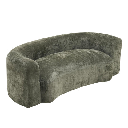 Christopher Knight Home 87.75" Curved Sleeper Sofa, 3 Seater Deep Seat Modular Floor Couch, Upholstered Chenille Fabric Comfy Cloud Couch with Round Arms & Curved Back for Living Room Bedroom, Green