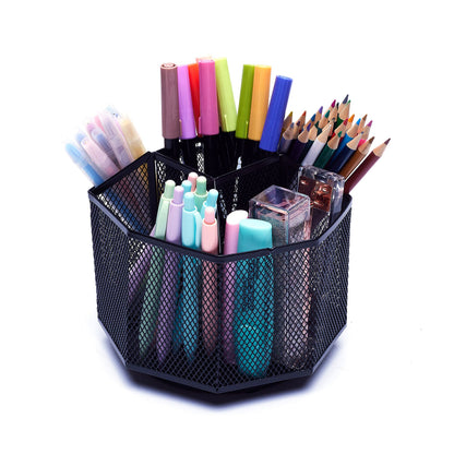 Exerz Desk Organiser/Mesh Desk Tidy Candy/Pen Holder/Multifunctional Organiser 360 Rotating