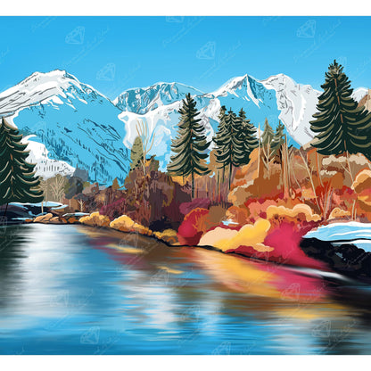 DIAMOND ART CLUB Autumn in Leavenworth Diamond Painting Kit, Fun DIY Crafts for Adults, Round Diamond Art Canvas, 14" x 13" (35.9 cm x 32.8 cm)