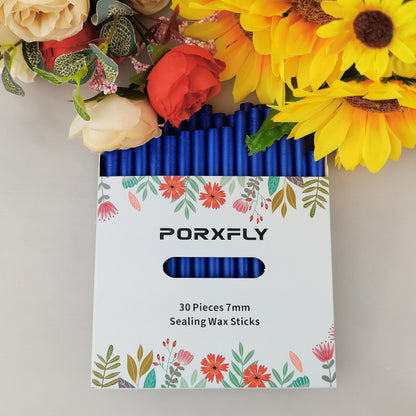 30 Pieces 7mm Sealing Wax Sticks for Glue Gun,PORXFLY Mini Wax Seal Sticks Great for Cards Envelopes,Wedding Invitations,Gift Wrapping,Wine Packages (Sapphire Blue)