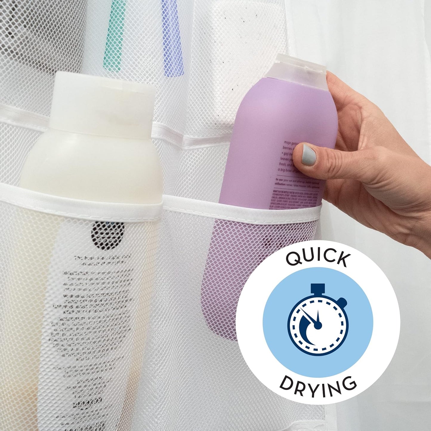 S&T INC. Shower Organizer, Bathroom Caddy with Quick Drying Mesh, 7 Pockets, 2 Pack, White