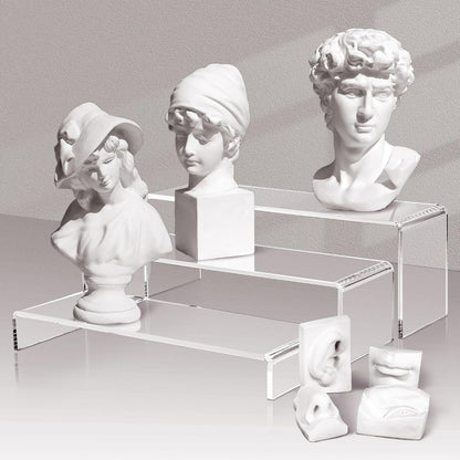 1 Set 3 12" 5 mm Large Acrylic Clear Display Risers, Sizes Rectangular Showcase Collectibles Display Shelf, Thick