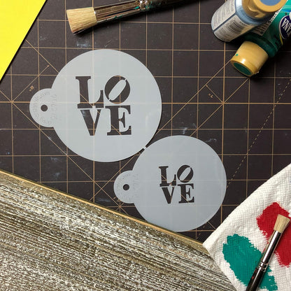 Designer Stencils LOVE Sculpture Cookie Stencil Set, Beige/Semi-Transparent