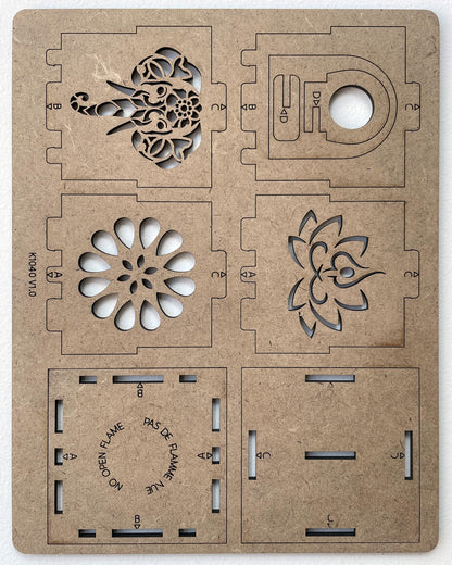Wooden Light Kit Puzzle – 10 Pack - Night Light Craft Kit - Snap Together Desk Sized Light–Educational Wooden Puzzle Toy - Birthday Gift – Diya Lantern Puzzle