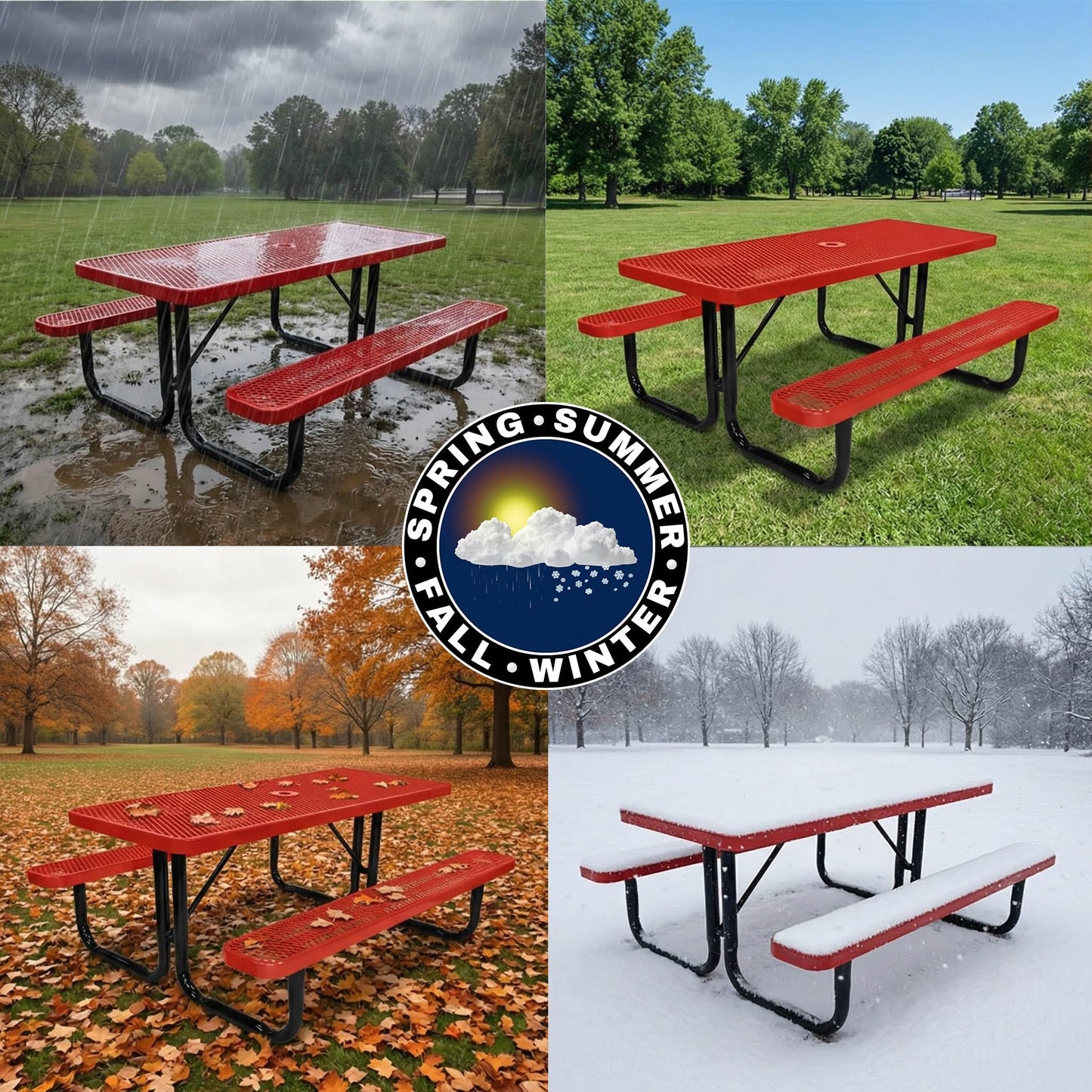 6' Rectangular Heavy-Duty Expanded Metal Brown Picnic Table