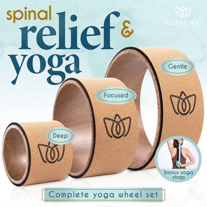 Florensi Back Roller - Back Stretcher, Back Cracker, Yoga Wheel, Deep Tissue Massager - for Back Pain Relief, Back Cracking, Yoga Stretching, Trigger Point Therapy - Foam Padded Rollers