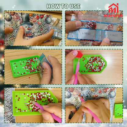 6pcs Diamond Painting Christmas Cards, Art Greeting Envelopes Kit, 5D DIY Rhinestone Painting Postcards with Snowman & Santa Claus, Arts Crafts Thank You Card Set for Birthday, Xmas Holiday Gifts