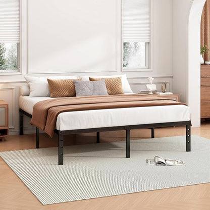Hafenpo 18 Inch Full Bed Frame - Sturdy Metal Platform, No Box Spring Needed, Easy Assembly | Heavy Duty Black