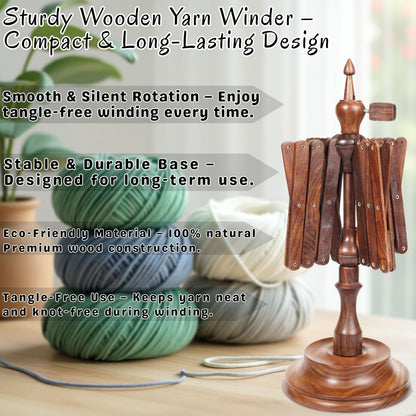 Bhartiya Handicrafts Wooden Yarn Swift Table Top Knitting & Crochet Accessories | Umbrella Holder - Hand Operated Knitting Winding Tools Wool Winder (Yarn Swift)
