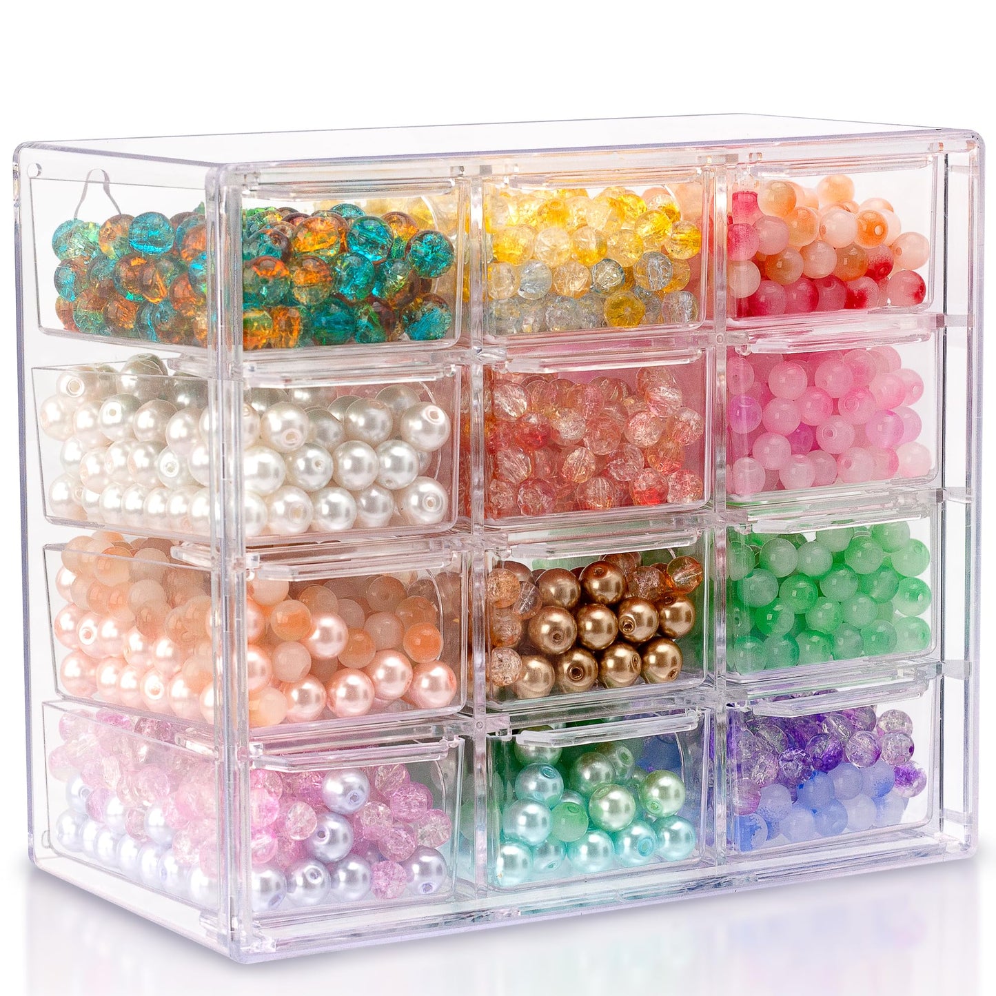 JOYMOMO Bead Storage Organizer Box with 12 Grids Clear Plastic Bead Storage Organizer (Beads Are Not Included)