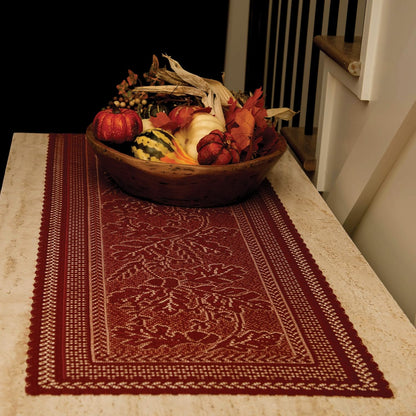 Heritage Lace Oak Leaf Runner - 14x48, Dark Paprika