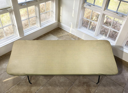 Deluxe Elastic Edged Flannel Backed Vinyl Fitted Table Cover - Basketweave (Beige) Pattern - 4' x 30" - Covers For The