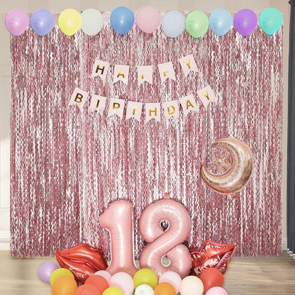 Pink Tinsel Curtain Backdrop by [Brand Name] - 4 Pack Wavy Foil Fringe for Princess Bachelorette Parties