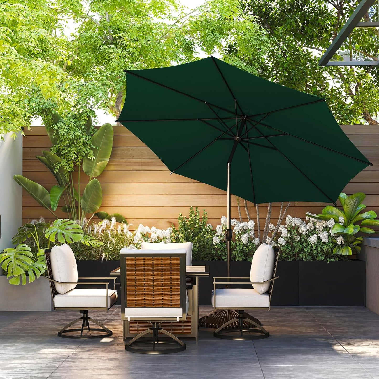 Abba Patio 9FT Lyon Outdoor Patio Umbrella - UV Protection, Waterproof, Push Button Tilt - Dark Green