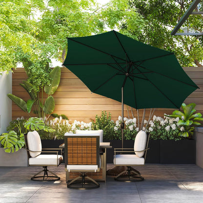 Abba Patio 9FT Lyon Outdoor Patio Umbrella - UV Protection, Waterproof, Push Button Tilt - Dark Green