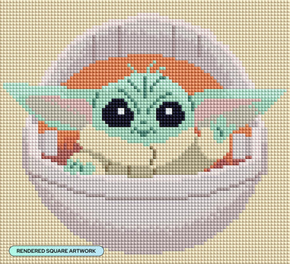 DIAMOND ART CLUB Grogu's Hover-Pram Diamond Painting Kit, Fun DIY Crafts for Adults, Square Diamond Art Canvas, 10" x 9"