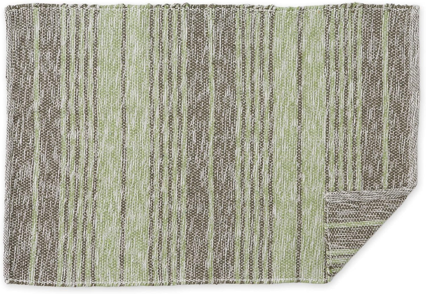 DII Woven Rag Rug Collection, Recycled Yarn Variegated Rustic Stripe, 2x3', Artichoke