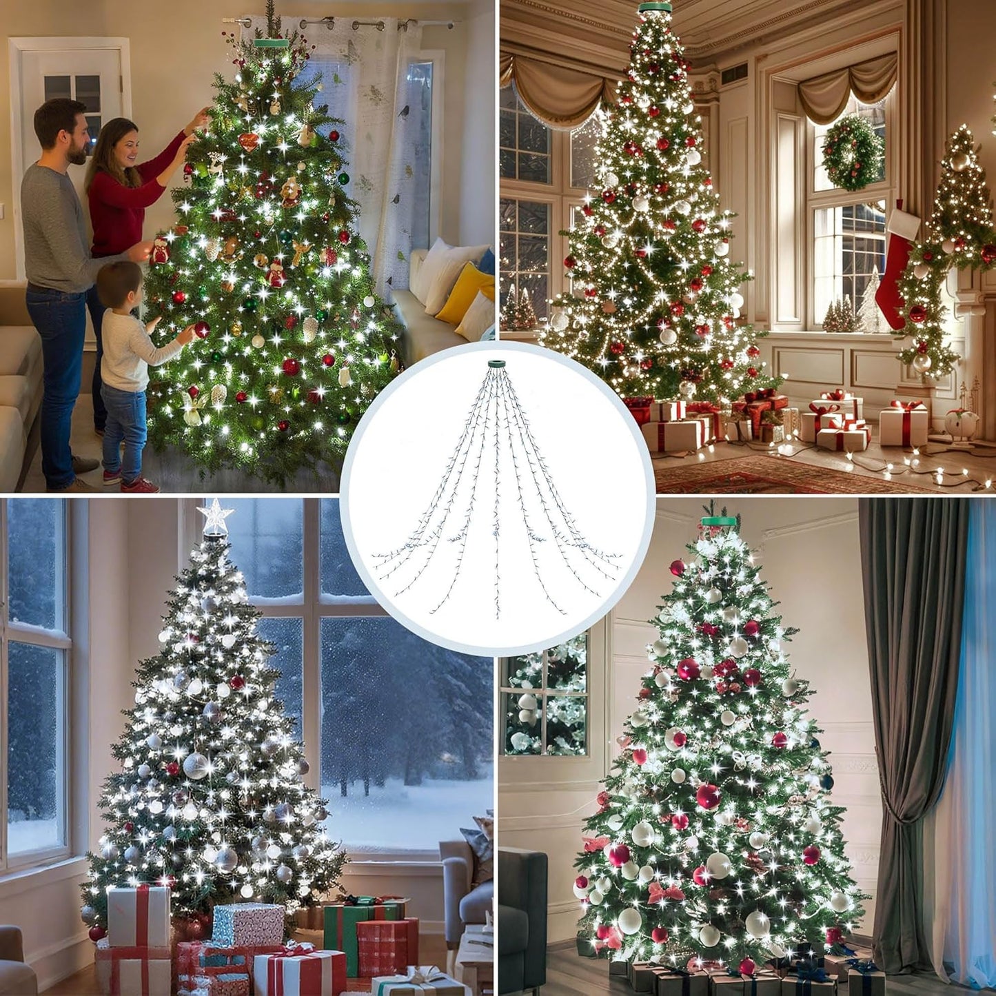 400 6.6FT 8 16 aneeway LED Christmas Tree Lights, Christmas Lights with Remote Control & Modes, String Lights