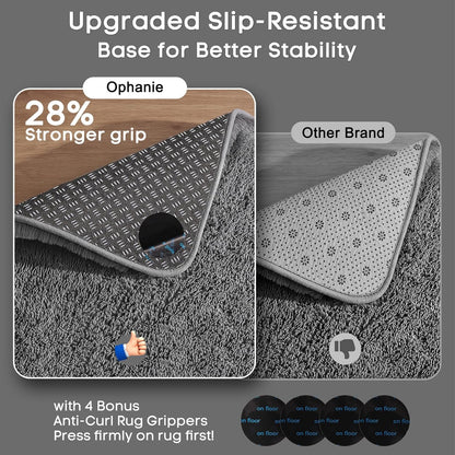 Ophanie Runner Rug - 2x10 Non-Slip Soft Grey Shag Carpet for Hallway, Bedroom & Nursery Decor