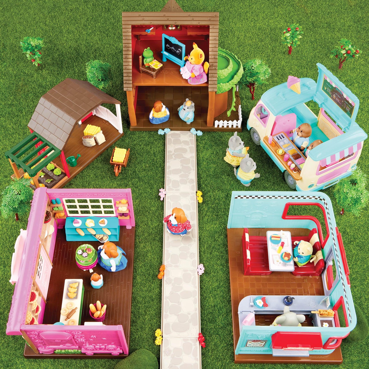 Li'l Woodzeez – Tickle – Your – Taste – Buds Bakery Dollhouse Playset with Furniture & Accessories for Pretend Play, Miniature Toy Food & Kitchen Set, 3+ Years