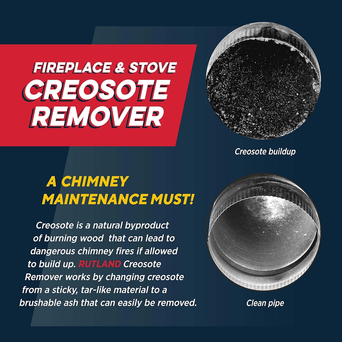 Rutland Creosote Remover, 2 lb Tub, Fireplace, Wood Stove & Chimney Cleaner