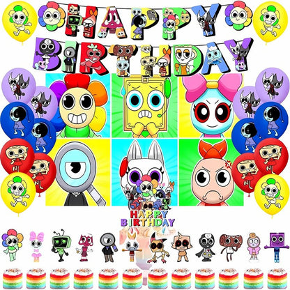 Lemoneon Birthday Party Decorations Supplies Happy Birthday Banner Cake Cupcake Toppers Balloons Background