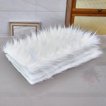 Half Yard 60" x 18" Fluffy Plush White Faux Fur Fabric Long Pile Soft Fake Fur Rug Material for Craft Sewing Gnome Beard Christmas Costumes and Home Decor