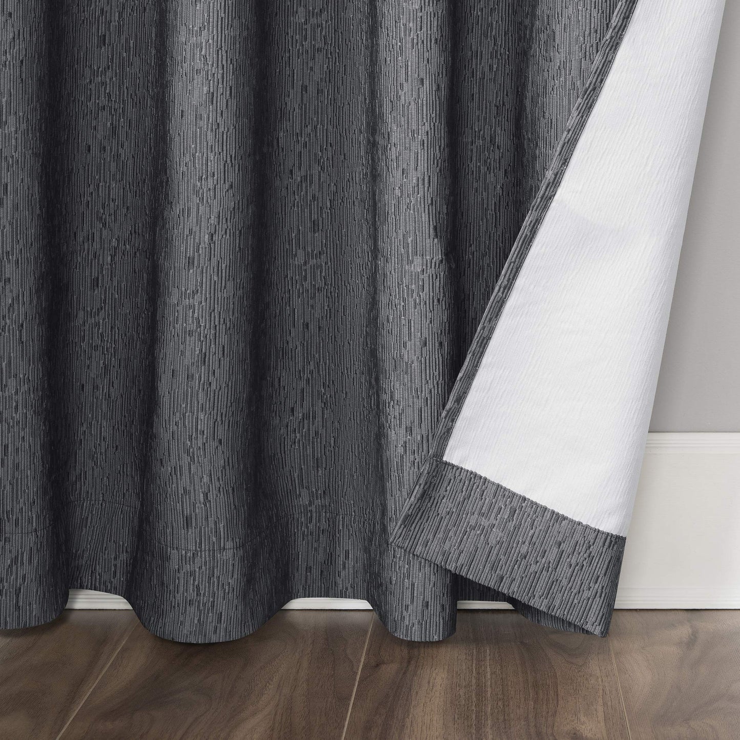 Sun Zero Noir Dimensional Thermal Extreme Total Blackout Grommet Curtain Panel, 52" x 84", Charcoal Gray