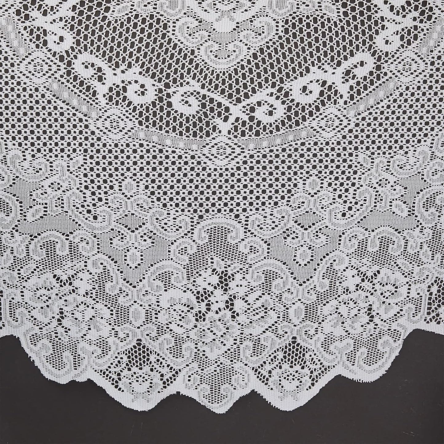 Juvale Round White Lace Tablecloth - Polyester Table Cover for Wedding Reception, Vintage Round Cover with Scalloped