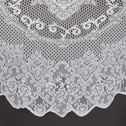 Juvale Round White Lace Tablecloth - Polyester Table Cover for Wedding Reception, Vintage Round Cover with Scalloped