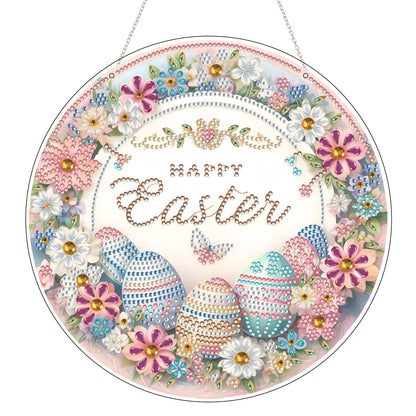 JJFox Diamond Art Kit for Adult, Special Shaped Rhinestone, DIY Acrylic Painting Window Pendants, Home Garden Wall Hanging Ornament, Double Sided (Easter Egg)