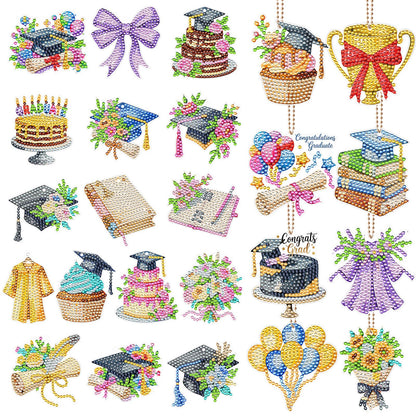 Huquary 24 Pcs Graduation Diamond Art Painting Keychain Kits 5D DIY Graduation Diamond Art Ornaments Class of 2026 Congrats Grad Crafts for Grad Party Favors Decorations Backpack Charms Accessories