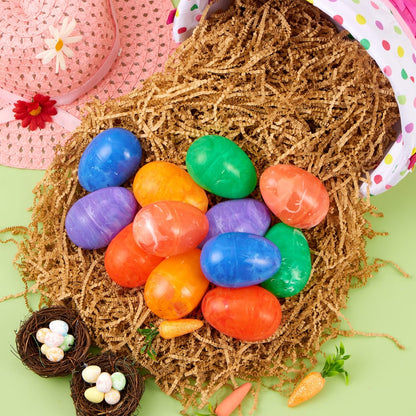 72 3.15" JOYIN Pcs Plastic Iridescent Printed Bright Easter Eggs Tall for Easter Hunt, Basket Stuffers Fillers