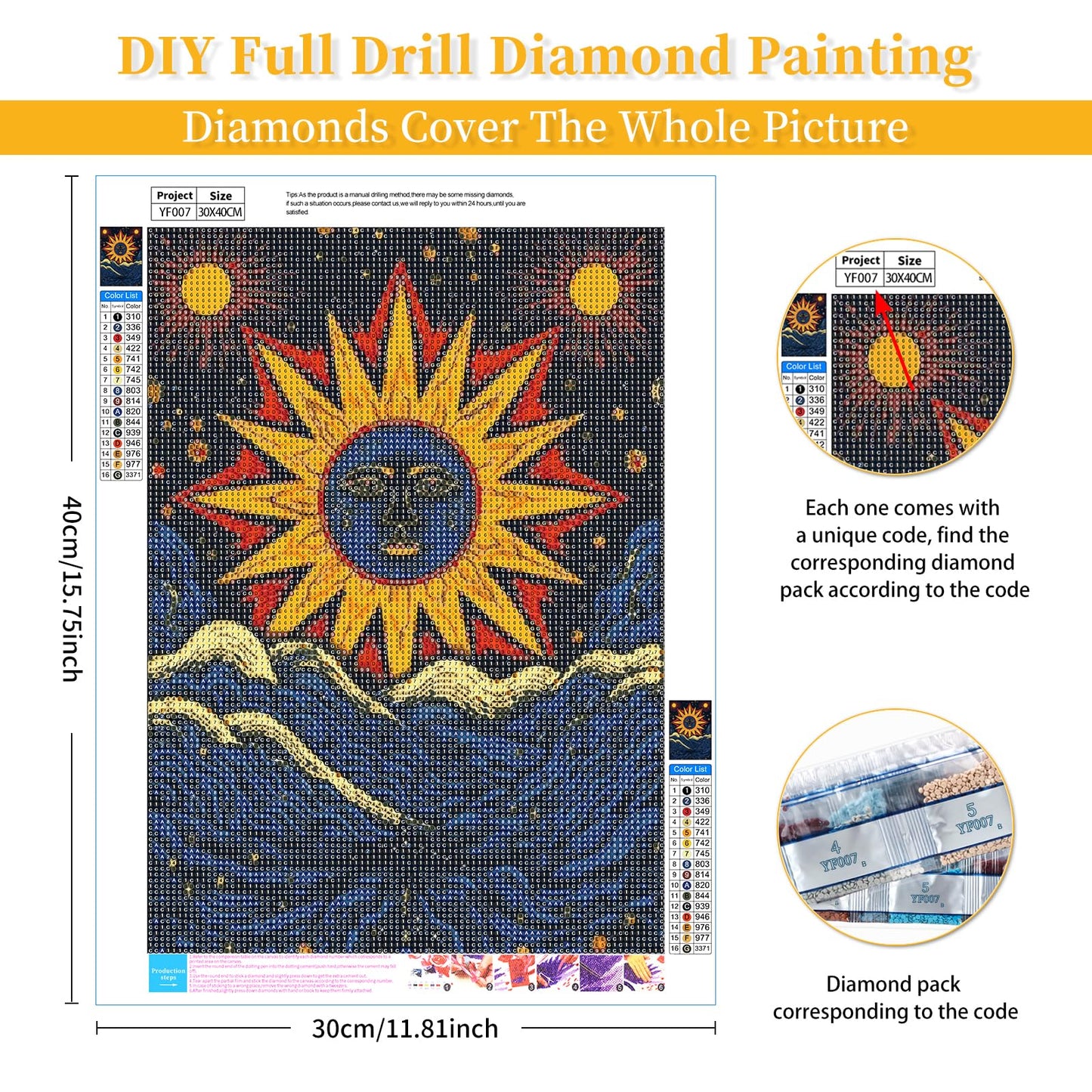 BWFY 12 Pack Diamond Art Kit Sets for Adults 5d Diamond Painting Kit Set for Beginners, DIY Landscape Gem Art Kit Print by Full Drill Diamonds Home Wall Decor 12x16 Inch