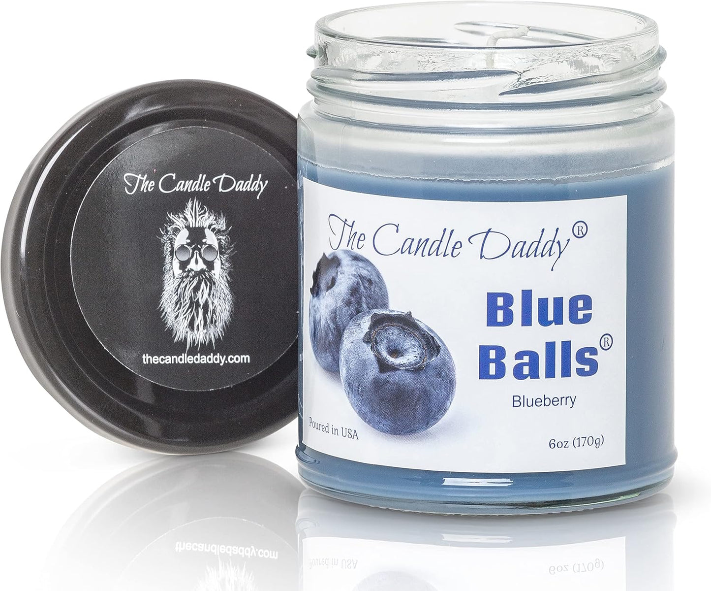 Two Blue Balls - Blueberry Scented 6 Ounce Jar Candle with 40 Hour Burn