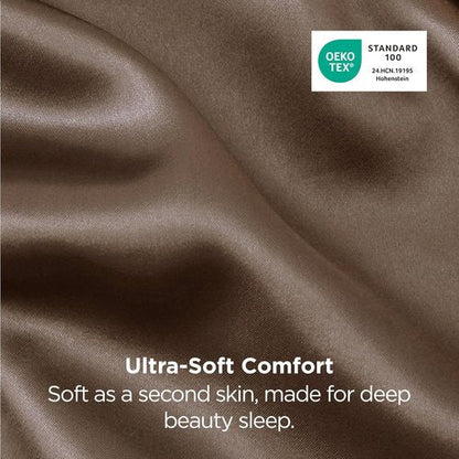 Bedsure Satin Pillowcases - Luxurious Queen Size Set of 2 | Soft Envelope Closure, Brown 20x30 Inches
