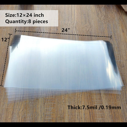 Clear Blank Stencil Sheet for Cuting. 8 Pack 12" x 24" 7.5mil/0.19mm Thick .Gift, Acetate Template Material,Craft Plastic Sheets