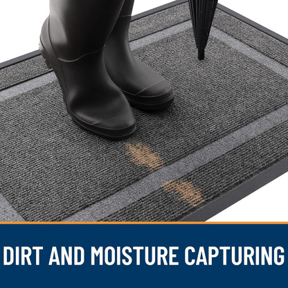 OLANLY Indoor Outdoor Front Door Mat - Waterproof All-Season Doormat, Sturdy Rubber, 29.5x17, Dark Grey