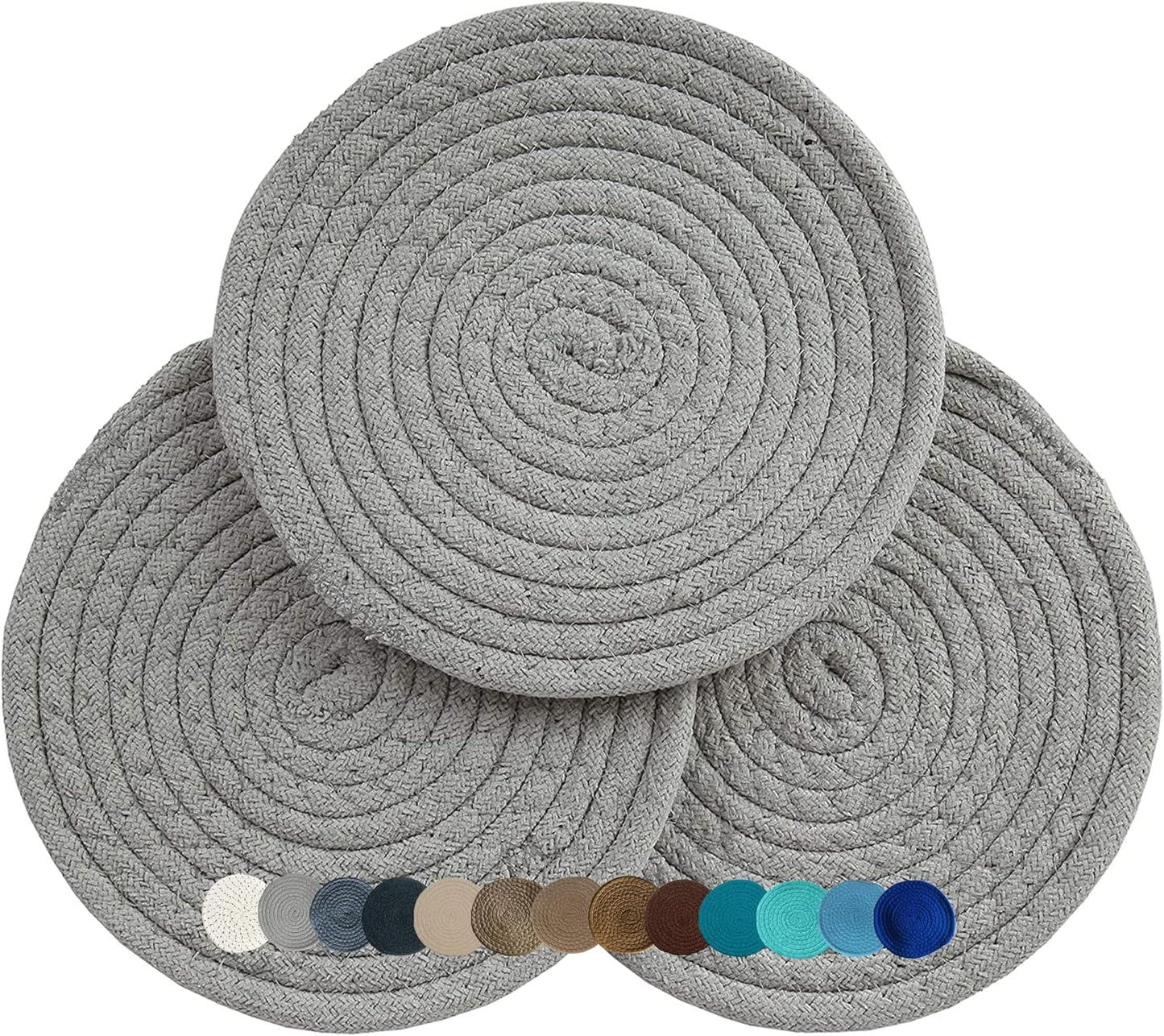 Trivets for Hot Pots and Pans, Kitchen Discovery 8" Chenille Trivets, Set of 3 Large Woven Hot Holders