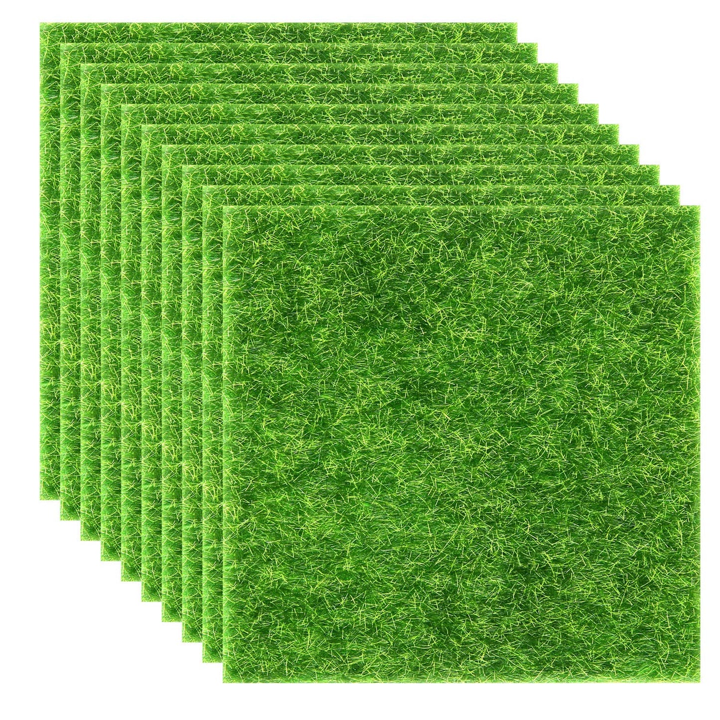 Elcoho 10 Pieces Fake Grass for Crafts Fairy Garden 6 x 6 Inches Artificial Garden Grass for Miniature Ornament Dollhouse DIY Decoration