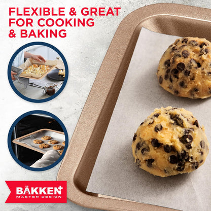 BAKKEN Nonstick Baking Pans - Commercial Grade Carbon Steel Cookie Sheet, 13.18” x 8.66”, Oven Safe to 450°F