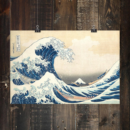 The Great Wave off Kanagawa by Katsushika Hokusai Poster Print, 24in Tall X 36in Wide