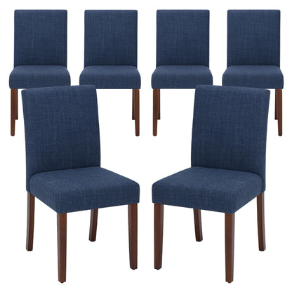 MALOL Upholstered Dining Chairs Set of 6, Modern Fabric Dining Room Chair, Wooden Dining Chair, Kitchen Side Chairs, Farmhouse Dinner Chair with High Back for Kitchen, Blue